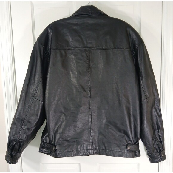 ​Torriani Ispiraizone Italiana Men's Black Leather Jacket L Bomber Style Mod - Picture 5 of 16